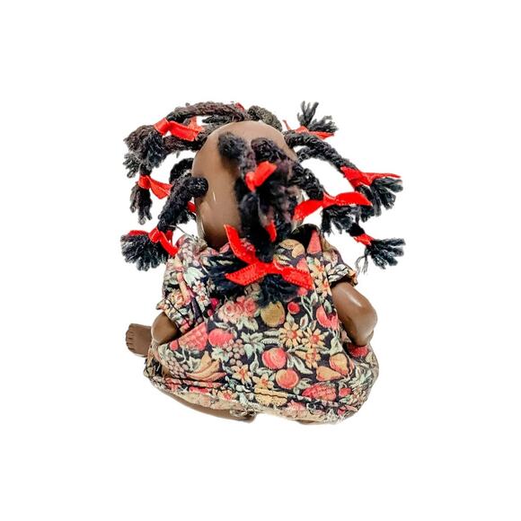 Vintage African American Porcelain Jointed Doll w/ Braids - Picture 2 of 8